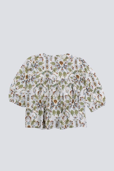 Kız Çocuk Baskılı Viskon Bluz - 2