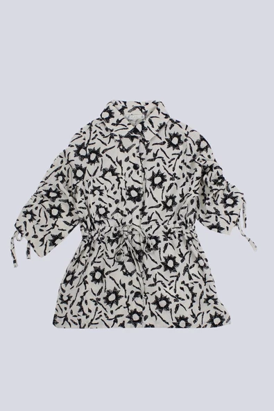 Yaş Kız Çocuk Kolları Büzmeli Tunik Ceket - 2