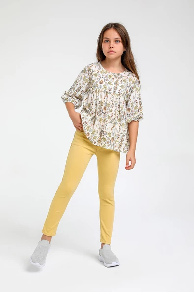 Kız Çocuk Slim Fit Örme Pantolon - 4