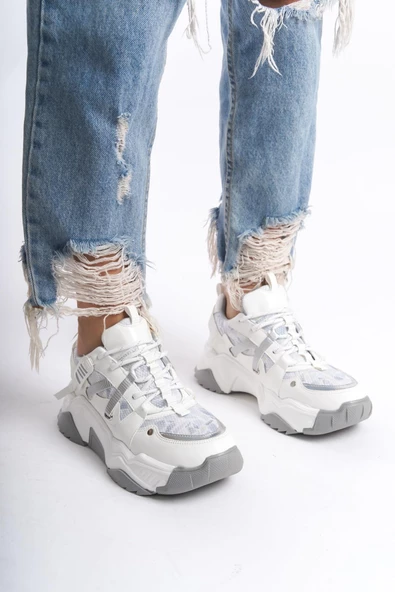 Dussel Gri Beyaz Sneaker Günlük Spor Ayakkabı - 2