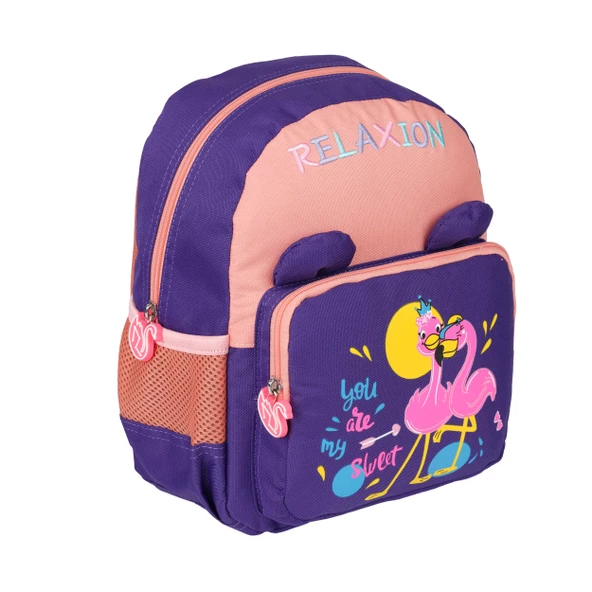 Kız Çocuk 2 Bölmeli Kulaklı Anaokulu Çantası RLX4040-Flamingo ürün görseli 1