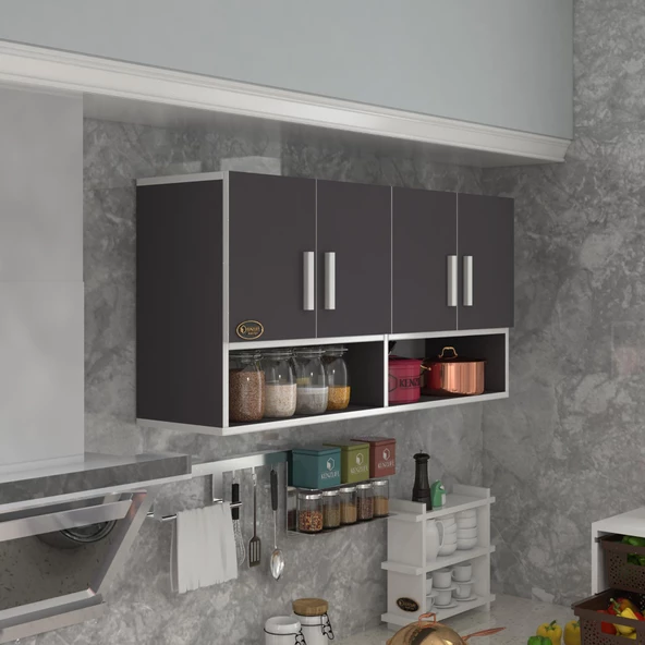 Kenzlife hazır mutfak vesper gri 060*120*32 mutfak banyo dolabı kapaklı raflı