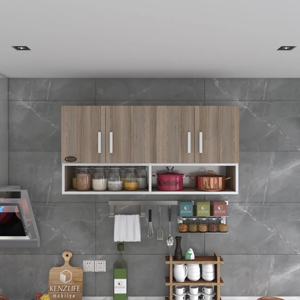 Kenzlife hazır mutfak vesper crd 060*120*32 mutfak banyo dolabı kapaklı raflı - 4