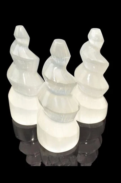 Dekoratif Beyaz Selenit Burgulu Kule - 2