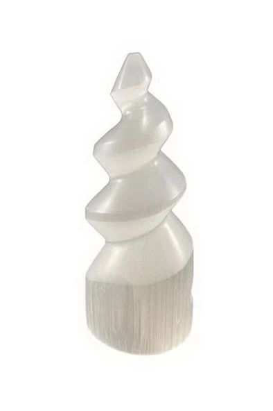 Dekoratif Beyaz Selenit Burgulu Kule