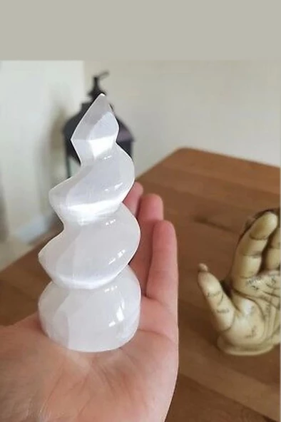 Dekoratif Beyaz Selenit Burgulu Kule - 3