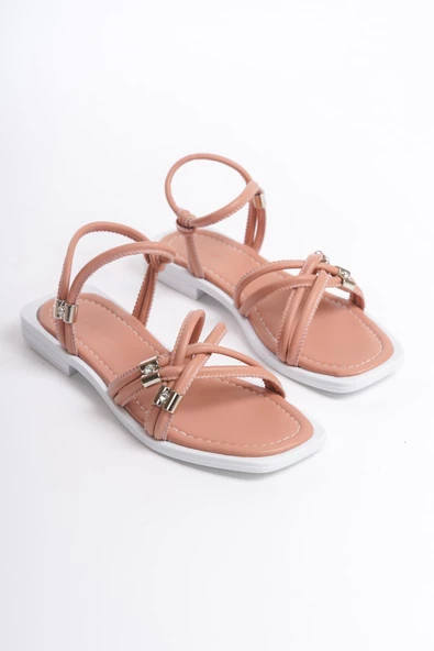 MİA026-1502 Günlük Kadın Somon Tatil Sandaleti - Resim 3