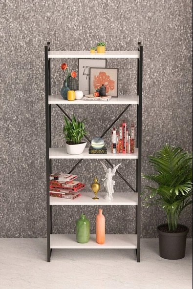 5 Raflı Kitaplık Beyaz - 2