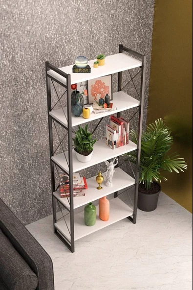 5 Raflı Kitaplık Beyaz - 4