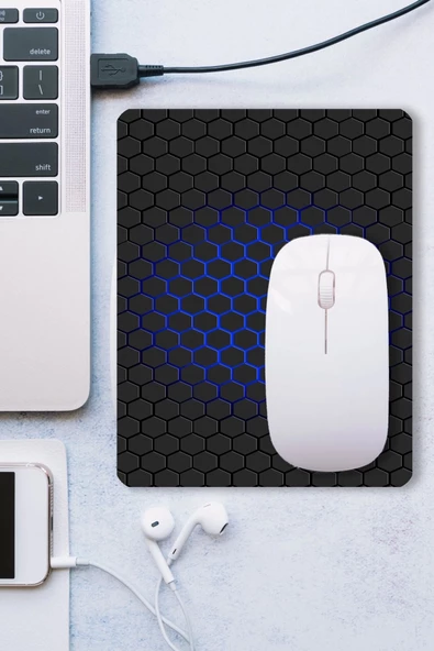 SonicTouch Mavi Siyah Petek Desenli Kaydırmaz Gaming Oyuncu Masaüstü Dikişsiz Mouse Pad/Ped (Altlık) 17x21cm - 3