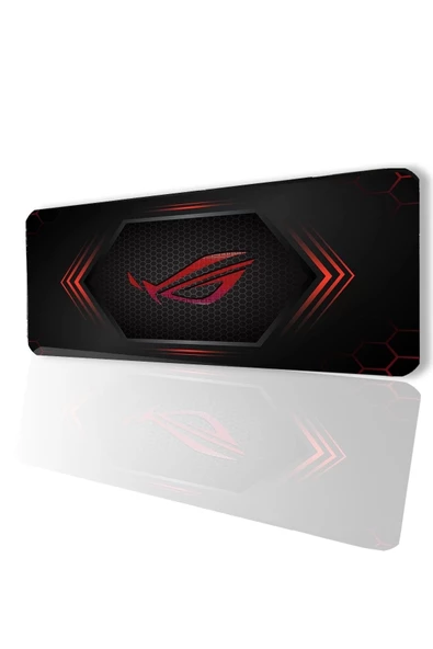 SonicTouch Asus ROG Republic OF Gamers Kırmızı Kaymaz Gaming Oyuncu Masaüstü Dikişsiz Klavye Mouse Pad 32x70Cm