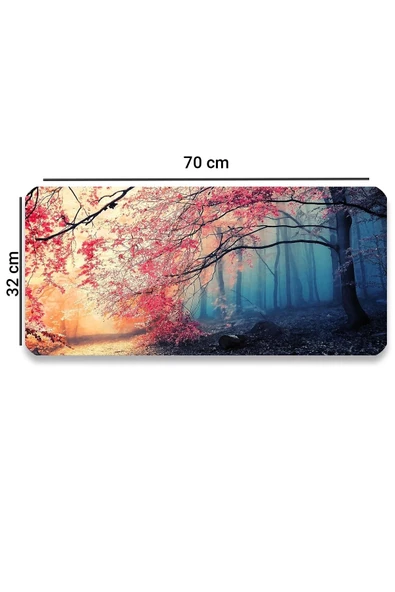 SonicTouch Gün Işığı Kiraz Ağacı Ormanı Temalı Kaymaz Gaming Oyuncu Masaüstü Dikişsiz Klavye Mouse Pad 32x70Cm - 2
