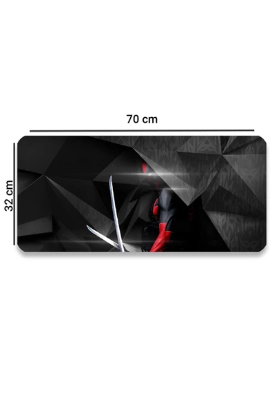 SonicTouch Deadpool Desenli Kaymaz Gaming Oyuncu Masaüstü Dikişsiz Klavye Mouse Pad 32x70Cm - 3