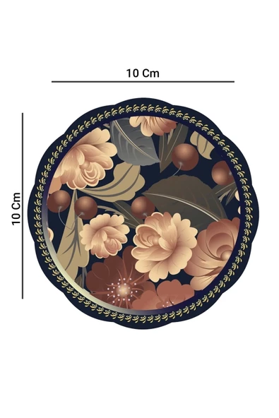 Valerine Life Gül ve Kiraz Desenli Yıkanabilir Kaydırmaz Ofis Çay ve Fincan Bardak Altlığı 10x10cm 6 Adet - 2