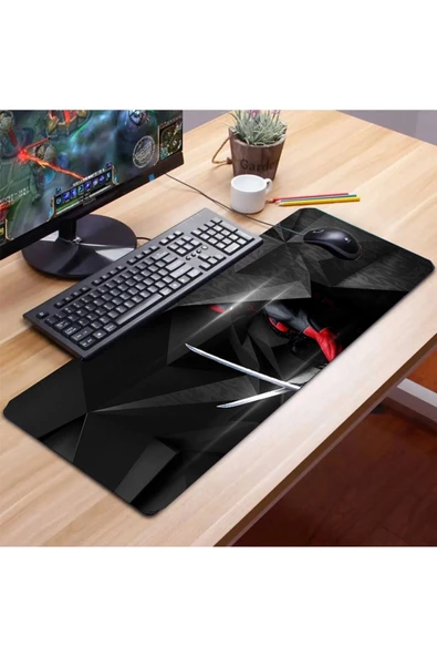 SonicTouch Deadpool Desenli Kaymaz Gaming Oyuncu Masaüstü Dikişsiz Klavye Mouse Pad 32x70Cm - 2