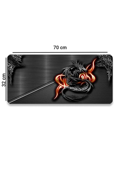 SonicTouch Ejder Desenli Kaymaz Gaming Oyuncu Masaüstü Dikişsiz Klavye Mouse Pad 32x70Cm - 2