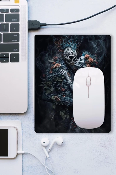 SonicTouch Karanlık İskelet Çift Kaydırmaz Gaming Oyuncu Dikişsiz Siyah Mouse Pad/Ped 17x21cm - 3