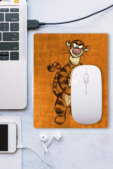 SonicTouch Kaplan Tigger Turuncu Renk Kaydırmaz Gaming Oyuncu Dikişsiz Mouse Pad/Ped 17x21cm - 3