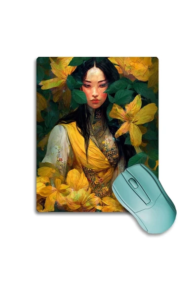 SonicTouch Japon Orman Perisi Kaydırmaz Gaming Oyuncu Dikişsiz Sarı Yeşil Mouse Pad/Ped 17x21cm