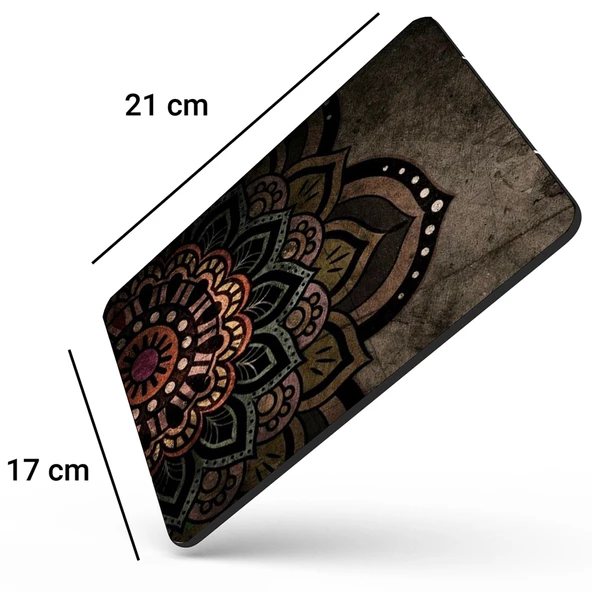 SonicTouch Mandala Desenli Kahverengi Çiçekli Kaydırmaz Gaming Oyuncu Dikişsiz Mouse Pad/Ped 17x21cm