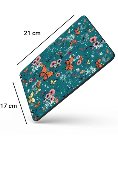 SonicTouch Soimoi Yeşili Turuncu Kelebekli Kaydırmaz Gaming Oyuncu Dikişsiz Mouse Pad/Ped 17x21cm - 2