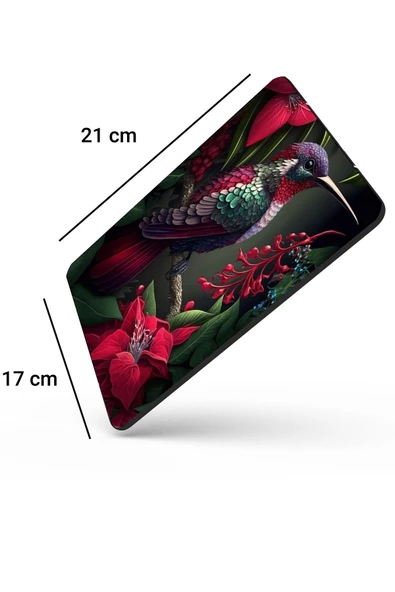 SonicTouch Sinek Kuşu Temalı Pembe Zambak Çiçekli Kaydırmaz Gaming Oyuncu Dikişsiz Mouse Pad/Ped 17x21cm - 2