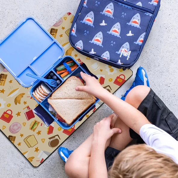 MAtGo School Breakfast Navajo Beyazı Sıvı Geçirmez Beslenme Matı Kaymaz Yıkanabilir Okul Yemek Pad 35x45cm - 2