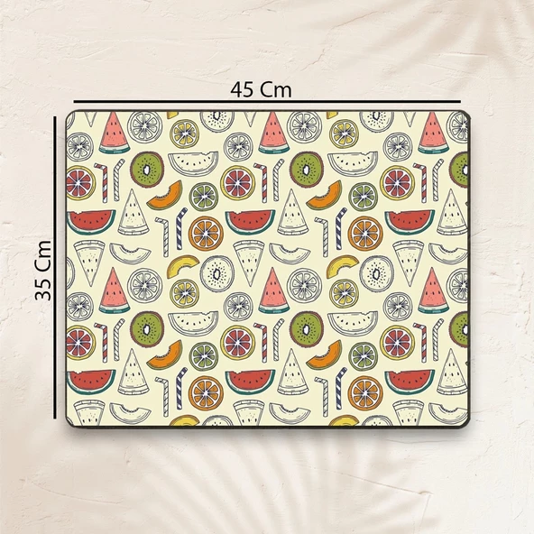MAtGo School Meyve Partisi Krem Sıvı Geçirmez Beslenme Matı Kaymaz Yıkanabilir Okul Yemek Pad 35x45cm - 3