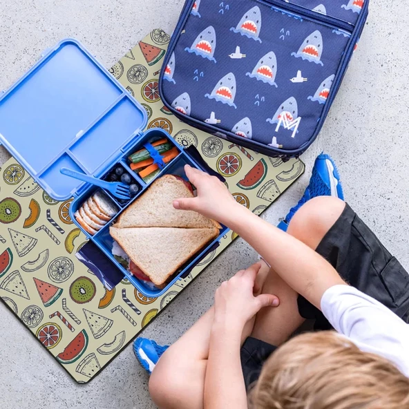 MAtGo School Meyve Partisi Krem Sıvı Geçirmez Beslenme Matı Kaymaz Yıkanabilir Okul Yemek Pad 35x45cm - 2