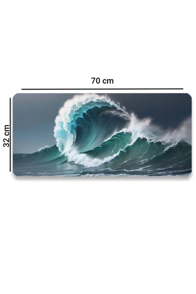 SonicTouch Dalgaların İhtişamı Ay Yıldızlı Kaymaz Gaming Oyuncu Masaüstü Dikişsiz Klavye Mouse Pad 32x70Cm - 2