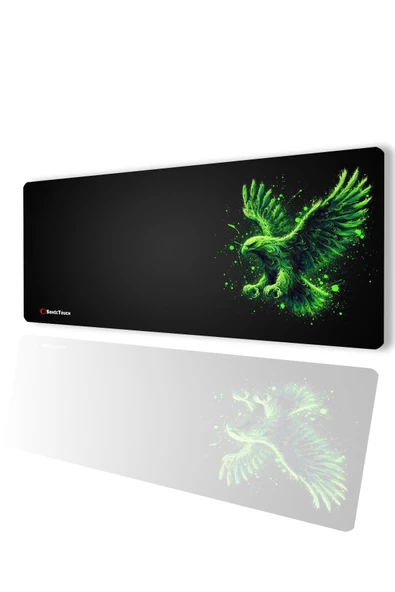 SonicTouch UltraGrand Siyah ve Neon Yeşili Kartal Dikişsiz Xxl Gaming Oyuncu Masaüstü Klavye Mouse Pad 40x90Cm