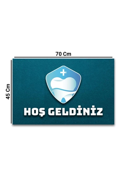 Valerine Life Diş Kliniği Turkuaz Renk Hoş Geldiniz Diş Doktoru Kapı Önü Paspası 45x70cm - 2