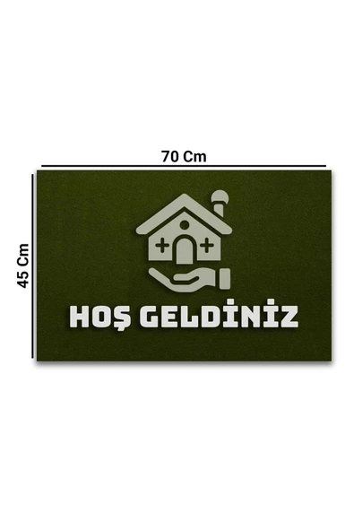 Valerine Life Emlakçı Gayri Menkul Ofisi Zeytuni Yeşili Hoş Geldiniz Kapı Önü Paspası 45x70cm - 2
