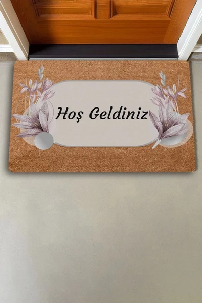 Valerine Life Lotus Çiçeği Pudra Rengi Hoş Geldiniz Kapı Önü Paspası 45x70cm - Resim 2