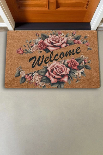 Valerine Life Kırmızı Trento Gülleri Welcome Kapı Önü Paspası 45x70cm - Resim 2