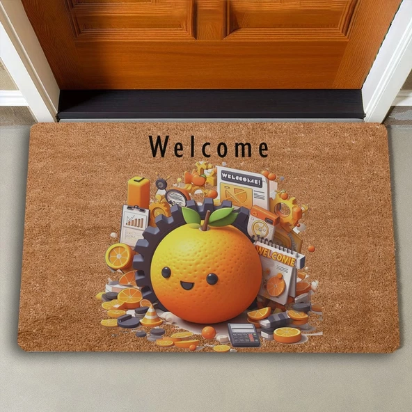 Valerine Life Portakal Adam Welcome Kapı Önü Paspası 45x70cm - 2