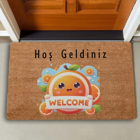 Valerine Life Sevimli Portakal Hoş Geldiniz Kapı Önü Paspası 45x70cm - 2