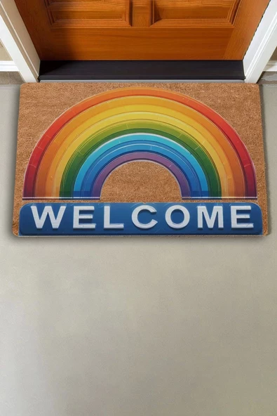 Valerine Life Gökkuşağı Welcome Kapı Önü Paspası 45x70cm - Resim 2