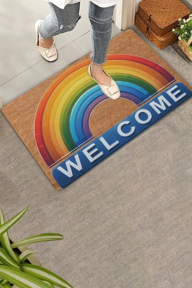 Valerine Life Gökkuşağı Welcome Kapı Önü Paspası 45x70cm ürün görseli