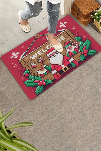 Valerine Life Noel Babalı Yılbaşı Tabelası Welcome Kapı Önü Paspası 45x70cm ürün görseli