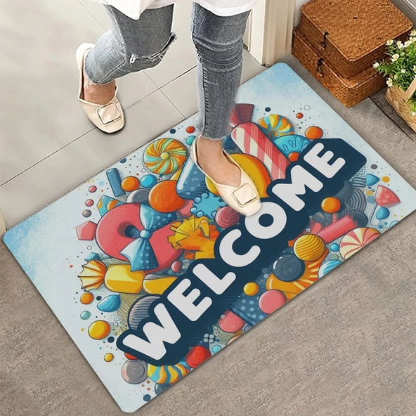 Valerine Life Şeker Festivali Welcome Kapı Önü Paspası 45x70cm