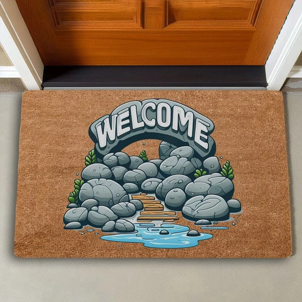 Valerine Life Irmak ve Taş Yolu Welcome Kapı Önü Paspası 45x70cm - 2