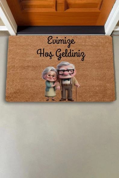 Valerine Life Sevimli Yaşlı Çift Evimize Hoş Geldiniz Kapı Önü Paspası 45x70cm - Resim 2