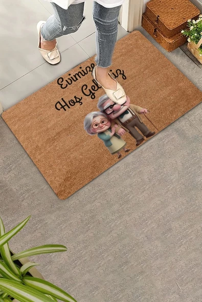 Valerine Life Sevimli Yaşlı Çift Evimize Hoş Geldiniz Kapı Önü Paspası 45x70cm ürün görseli