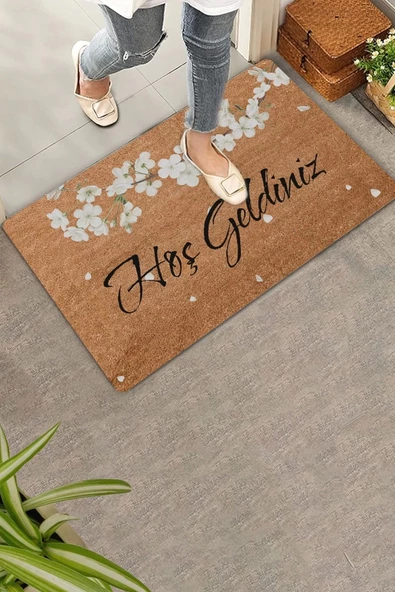 Valerine Life Beyaz Japon Kiraz Çiçeği Hoş Geldiniz Kapı Önü Paspası 45x70cm ürün görseli