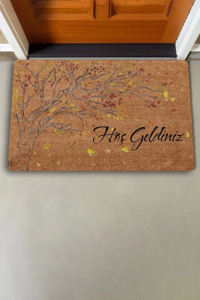 Valerine Life Yaprak Dökümü Ağaç Temalı Hoş Geldiniz Kapı Önü Paspası 45x70cm - Resim 2