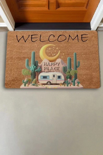 Valerine Life Kaktüs ve Karavan Welcome Kapı Önü Paspası 45x70cm - 2
