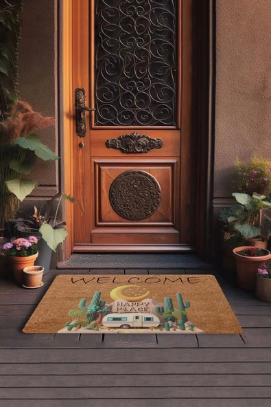 Valerine Life Kaktüs ve Karavan Welcome Kapı Önü Paspası 45x70cm - 3