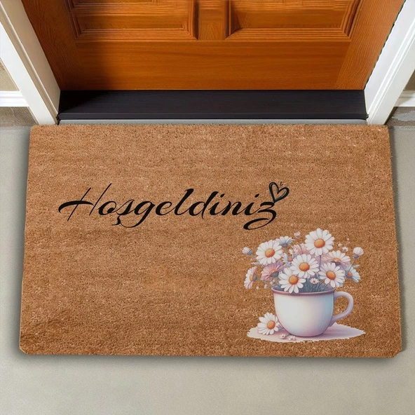 Valerine Life Günaydın Papatyası Hoş Geldiniz Kapı Önü Paspası 45x70cm - 2