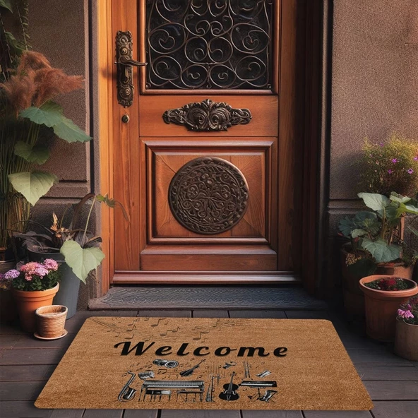 Valerine Life Orkestra Aletleri Temalı Welcome Kapı Önü Paspası 45x70cm - 3